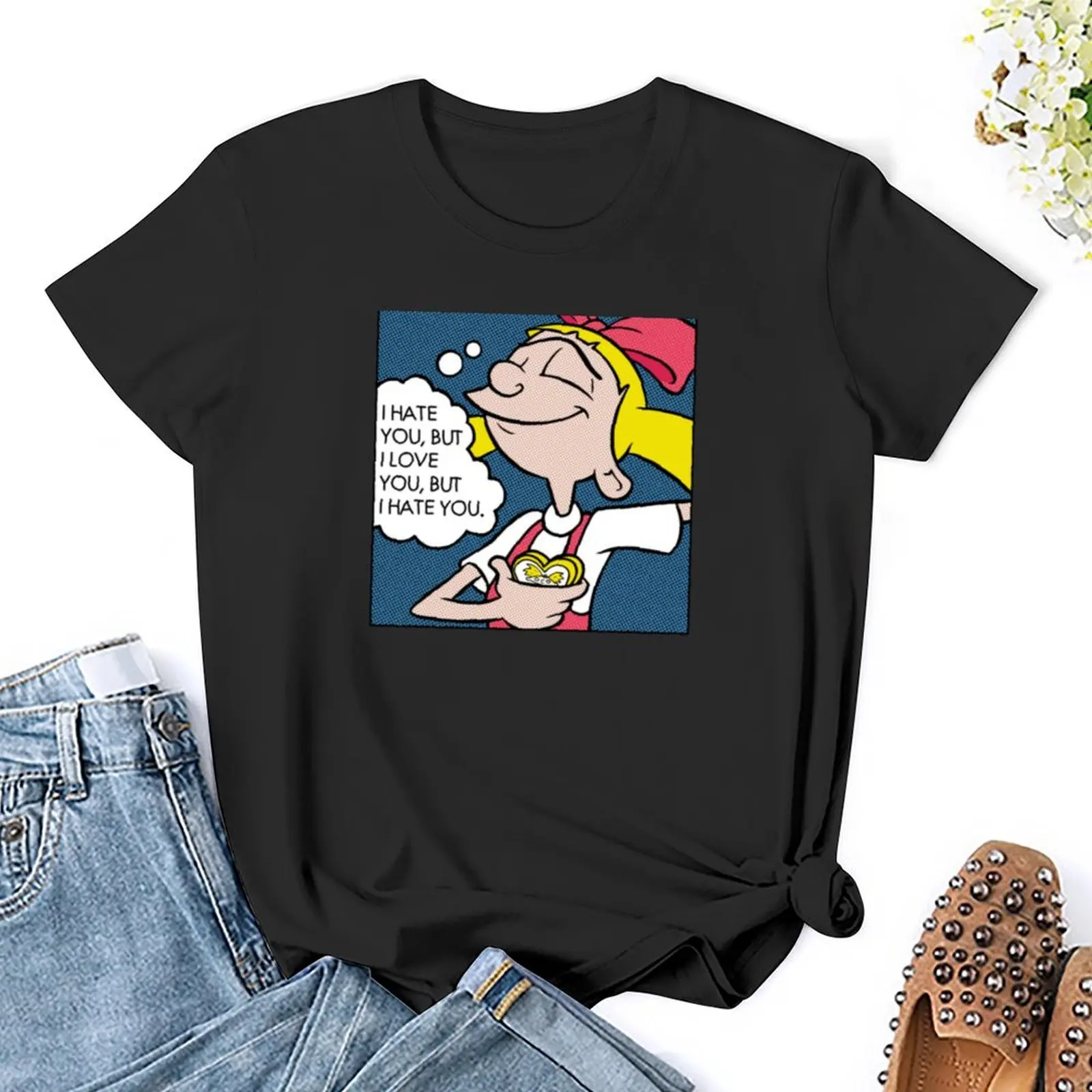 Hey Arnold! Helga Pop Art Love Poster T-Shirt tees customizeds oversized t shirts for Women