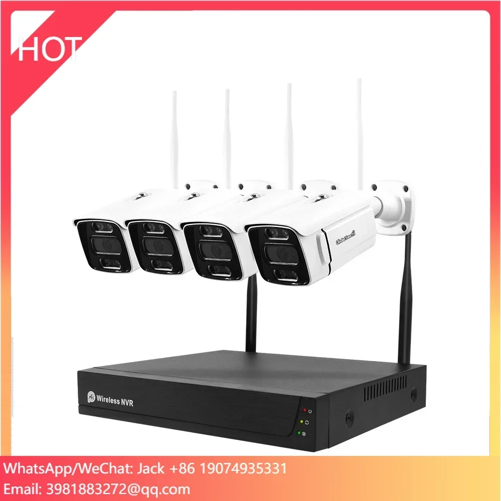 ชุดกล้องวงจรปิดไร้สาย JideTech Wifi 3MP 4CH HD IP Camera NVR Kit พร้อมเลนส์คงที่ 3.6 มม. สำหรับบ้าน ระบบรักษาความปลอดภัยแบบ Bullet Camera