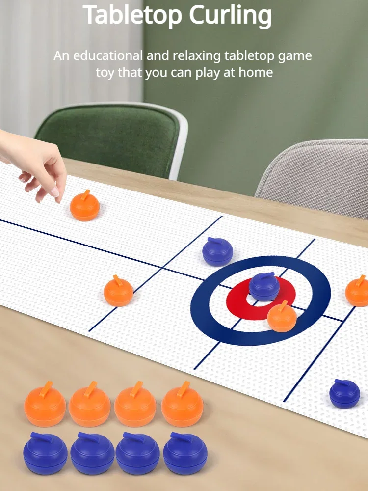 Leisure Family Tactics Fun Board Games for Kids & Adults Mini Tabletop Curling Game with 8 Rollers & Shuffleboard Pucks!