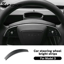 ABS Carbon Fiber Trim Steering Wheel Frame Cover for Tesla Model 3 Highland 2024 New Model3 Car Interior Accessories