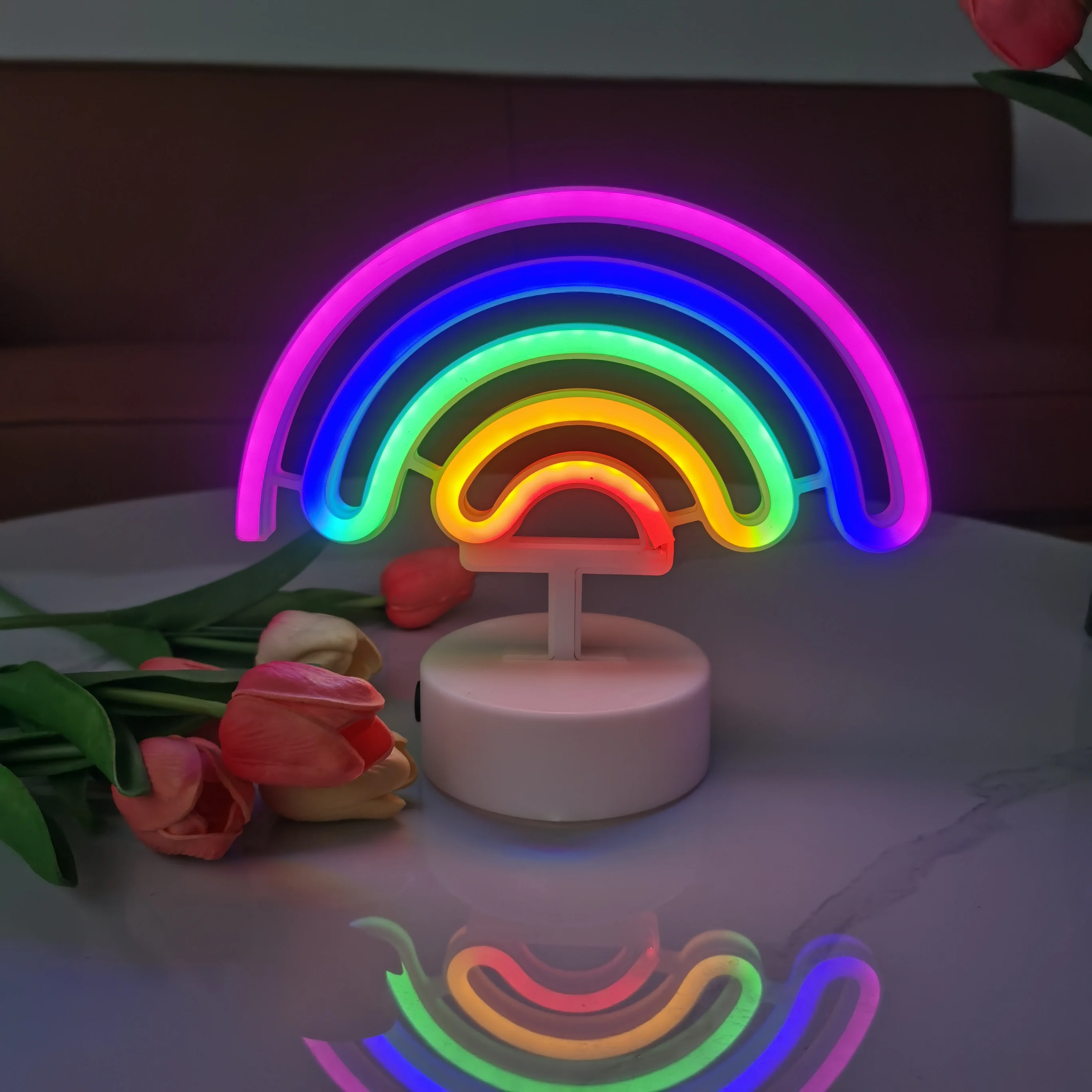 Cute rainbow neon lights, USB or battery powered, home, wedding, birthday party, pride month desktop decoration supplies, gifts