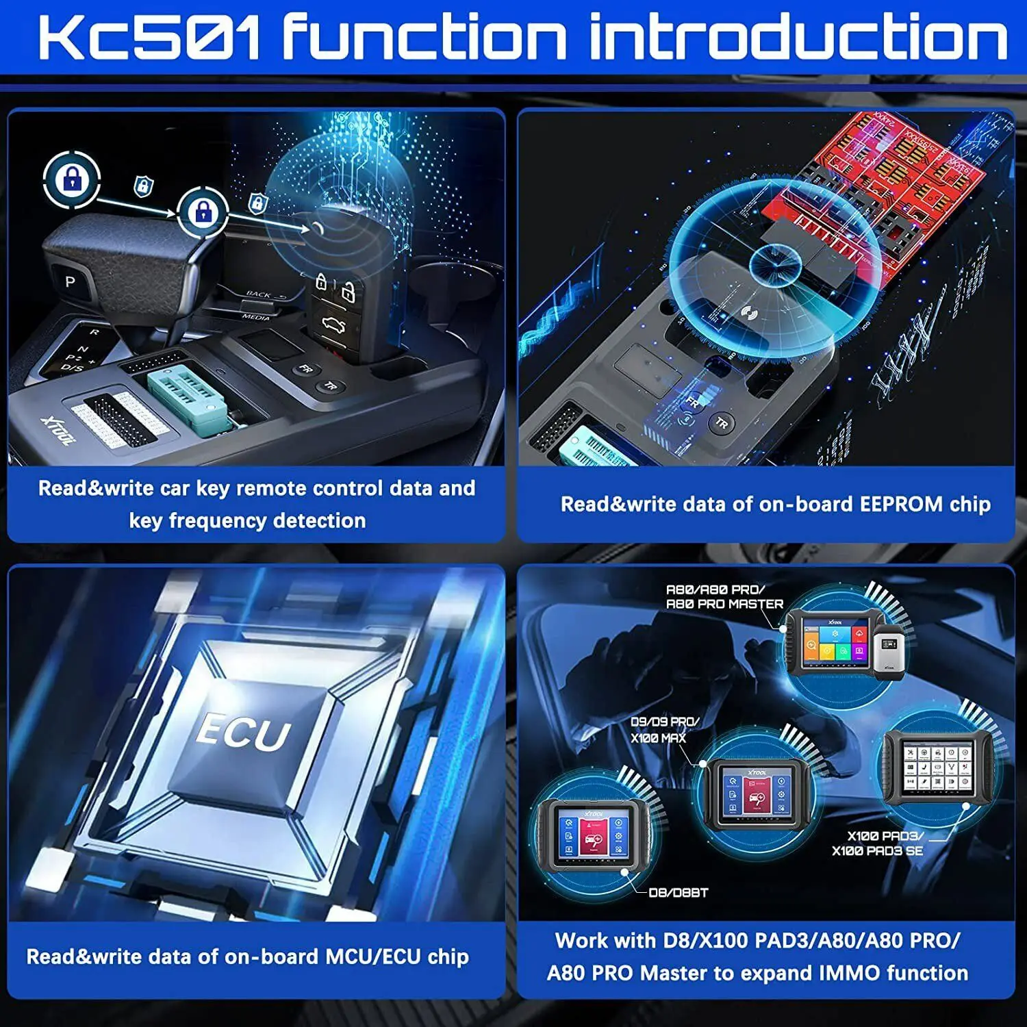 XTOOL KC501 Key Programming AIl Key Lost Work ECU Reader For Benz Infrared Key Work With D8 D9 X100PAD3 A80 ,ect Diagnostic Tool