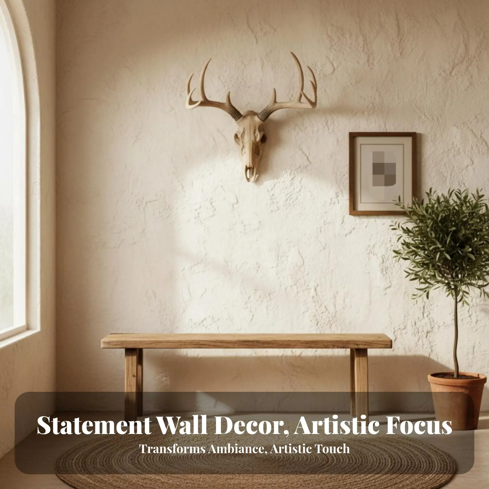 Resin Creature Head Realistic Texture Branch Wall Decor Resin Stag Skull Long-Lasting Deer Skull Wall Mount Removable Antlers