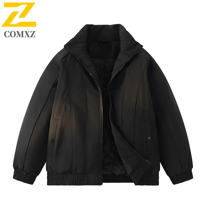 سترة قطنية للرجال ذات لون سادة وياقة واقفة، نمط تفكيك عصري ياباني للجنسين، معطف متعدد الاستخدامات، ملابس خارجية #4