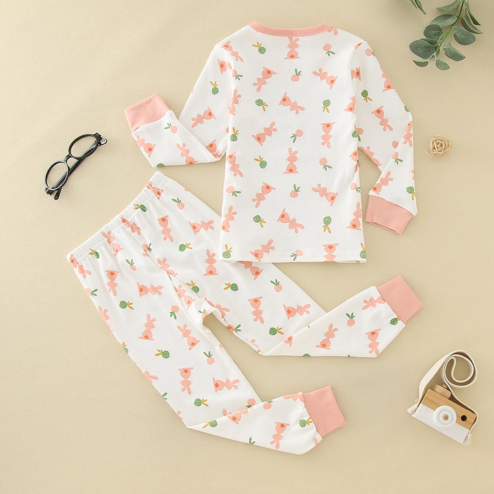 Winter Lovely Boys Girls Kids Popular Cartoon Bunny Pajamas Cotton Comfortable Long Sleeve Toddler Leisure Clothes Sleepwear