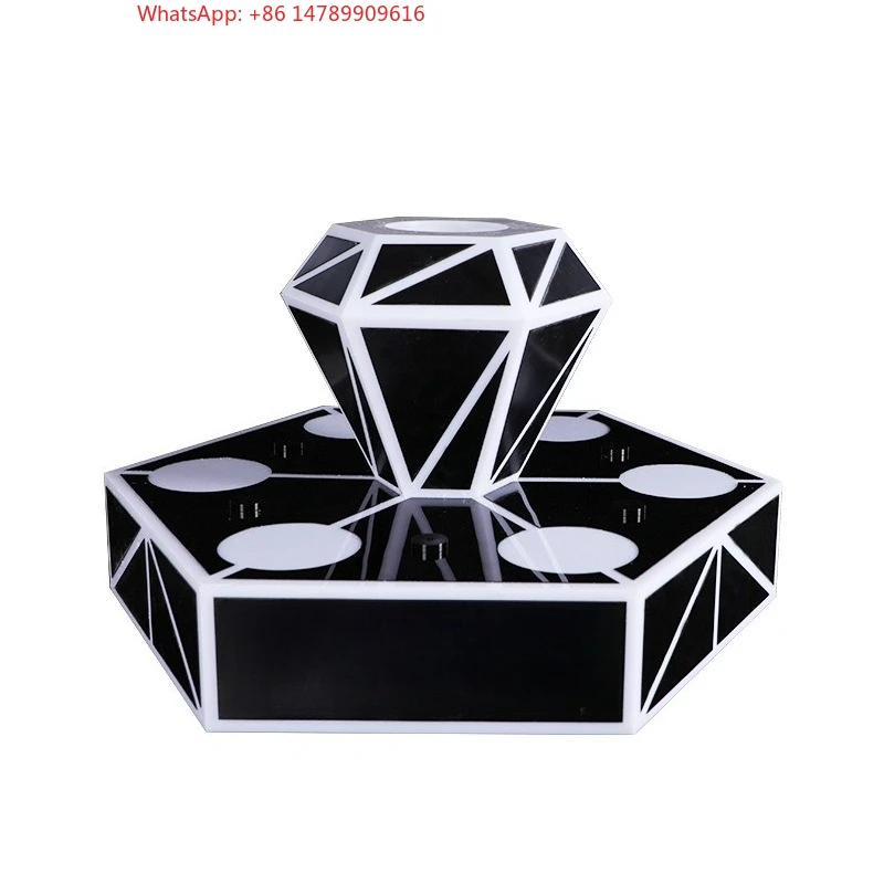 

Premium Custom LED Liquor Display StandBar Seat Acrylic Diamond Wine Rack Led Red Wine And Foreign Wine Luminous Display S