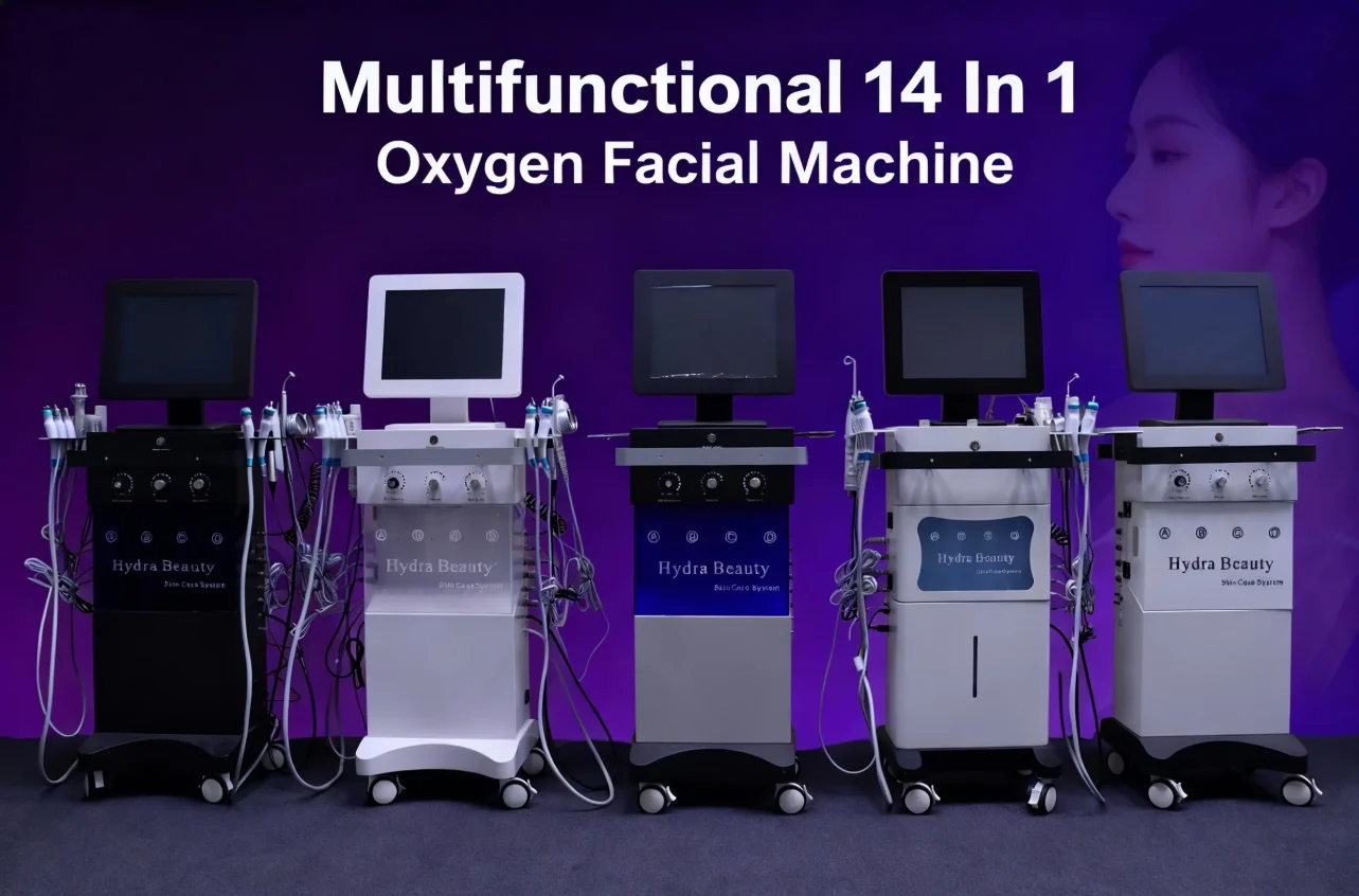 Nuovo 14 in 1 idroossigeno viso donne estetica attrezzatura di bellezza Hydra pelle che stringe la rimozione dei punti neri macchina per la pulizia del viso