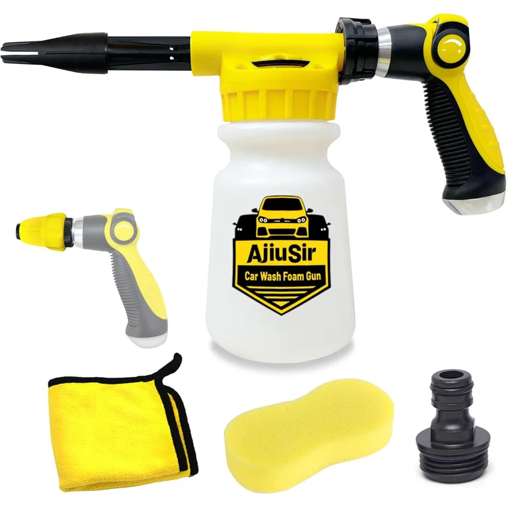 

Пенный пистолет-распылитель для мойки автомобилей + губка для мытья и впитывающее полотенце, насадка для шланга, пенная пушка, комплект для мойки автомобиля, для уборки сада, домашних животных
