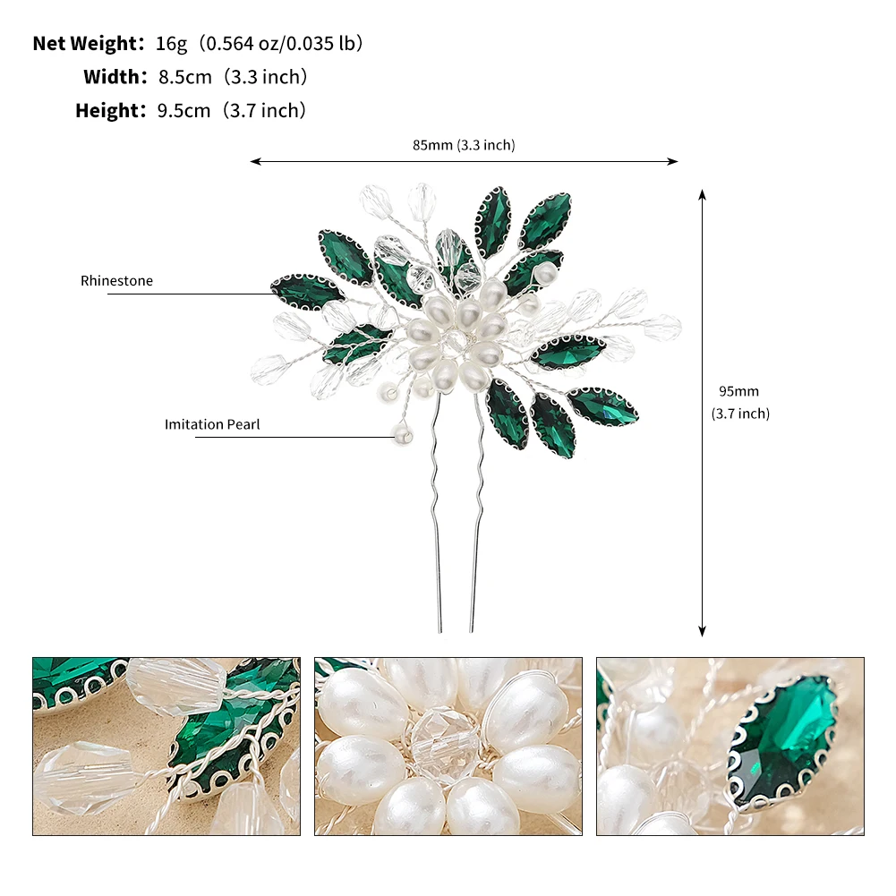 Frauen Blume Haarnadel Stick Hochzeit Braut Kristall Perle Haarnadel U Förmigen Haar Clip Barrettes Haar Zubehör Großhandel – Detail 17
