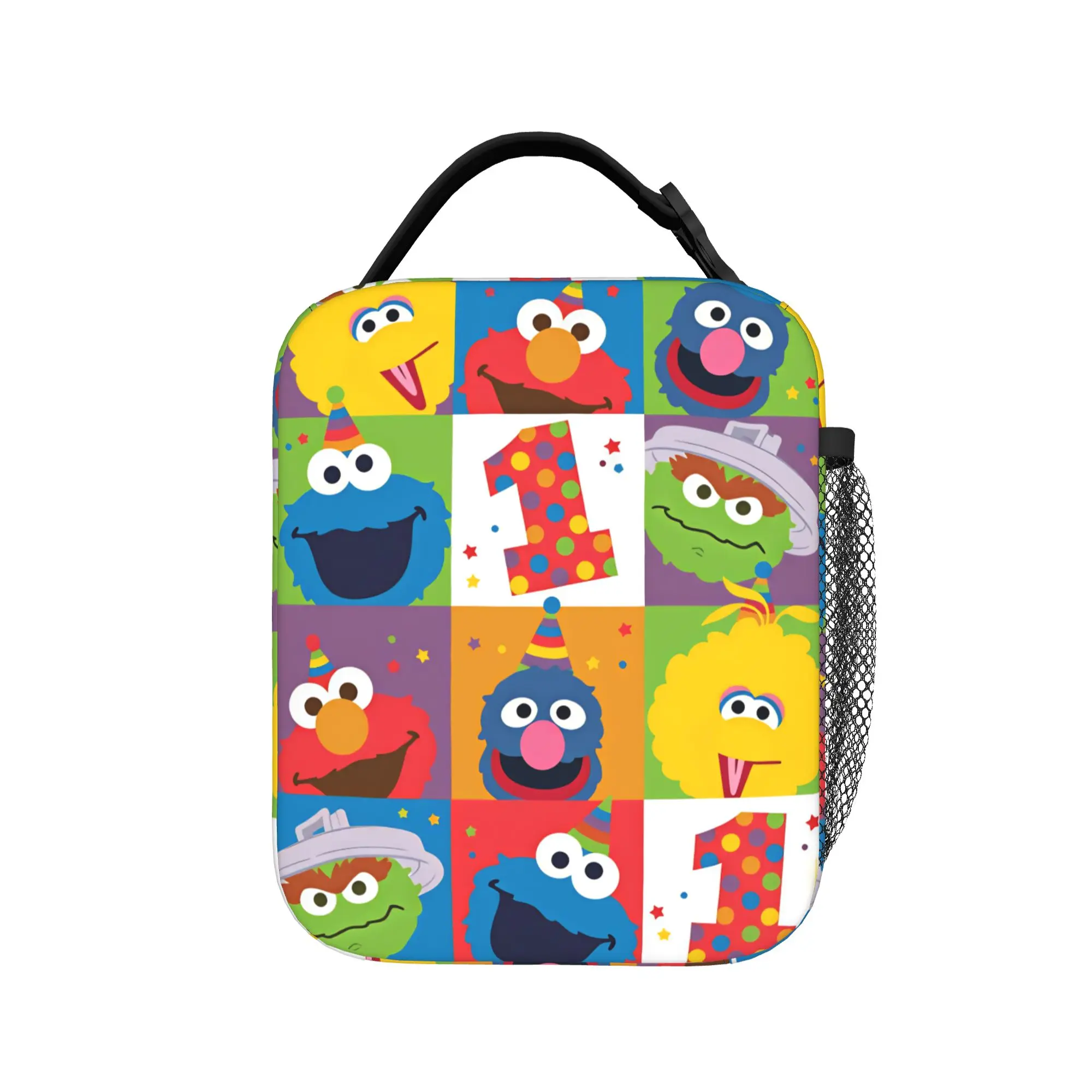 S-Sesames Streets Lunch Bag  Fashion Lunch Box For Unisex Outdoor Picnic Portable Cooler Bag Waterproof Print Tote Food Bags
