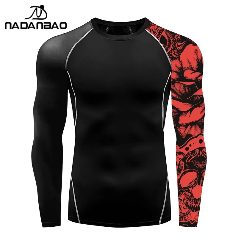 3D Printed Casual Long Sleeve Nadanbao Quick Drying Surfing Wetsuit Men Gym Fitness T Shirt 2026 Summer Swimwear Swimming Top