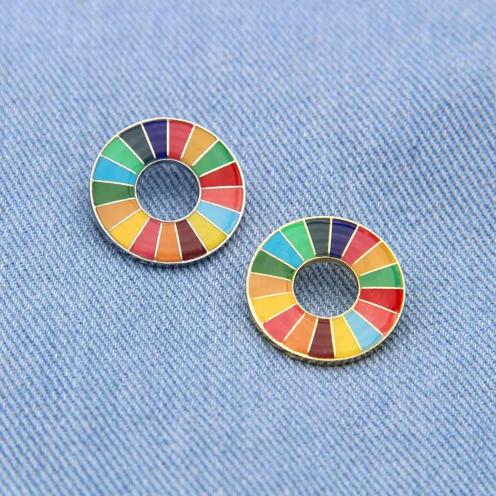 SDG Commemorative Medal Sustainable Development Goals Brooch Colorful Enamal Pin Badge Fashion Rainbow UN SDG Challenge Brooch