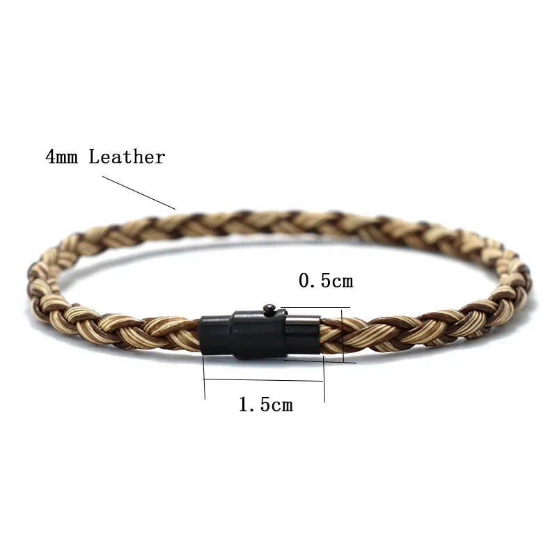 New Men Leather Bracelet Double Safety Magnet Buckle Handmade Braided Braclet Bangle Leisure Accessories Pulsera Hombre Jewelry