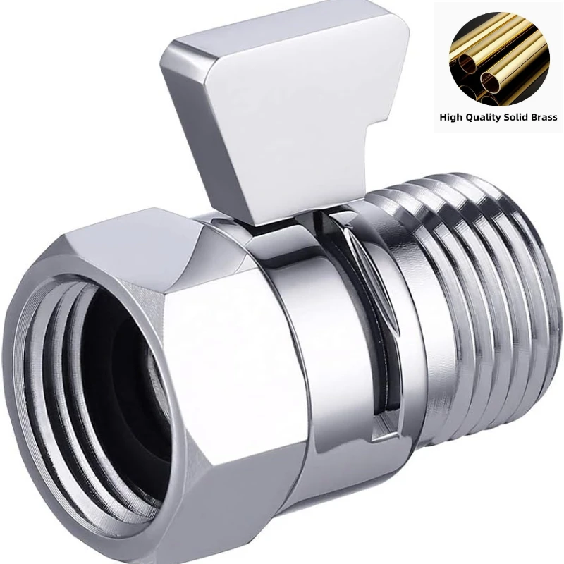 

Запорный клапан для душа G1/2 дюйма, латунь с ручкой, клапан регулирования расхода воды, регулятор потока, полированный хром, аксессуары для ванной комнаты