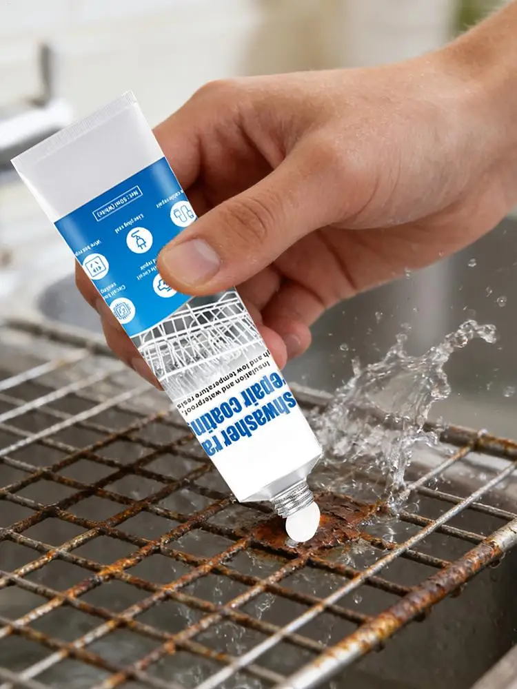 50ml Dishwasher Rack Repair Coating Glue Anti Rust Waterproof Paint With Scraper Tip For Kitchen Appliance Metal Rack Fix