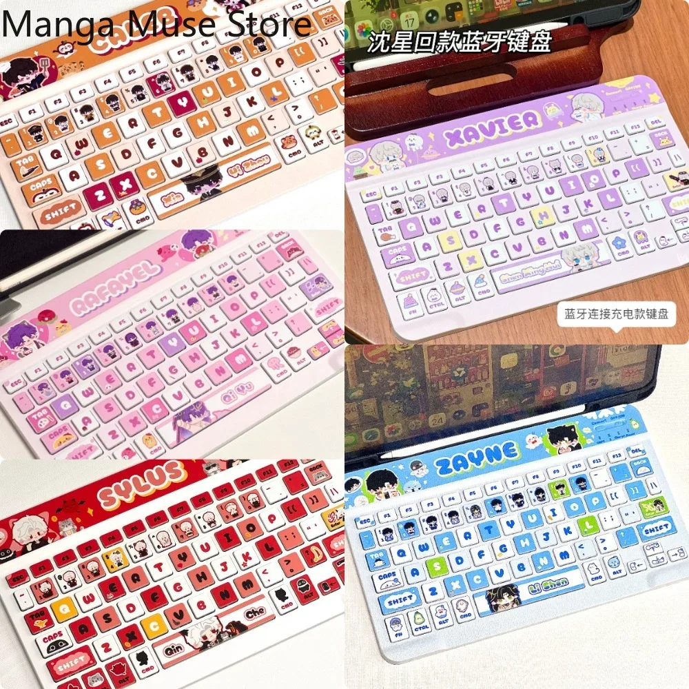 Love and Deepspace Bluetooth Keyboard Practical Rechargeable Wireless Silent Typing Office Compatible With Tablet Anime Gift