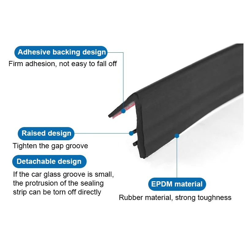 BOAOSI Auto Rubber Side Window Filler V Shape Sealing Strips Noise Insulation for Car Window Lift Car Window Seal Strip