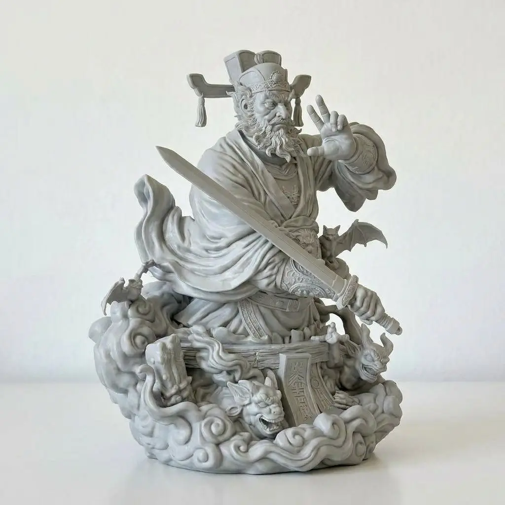 Zhong Kui Resin Figurine Taoist Popular Deities White Blank Collection Ornament Figurine 3D Printed Decoration Craft Gift