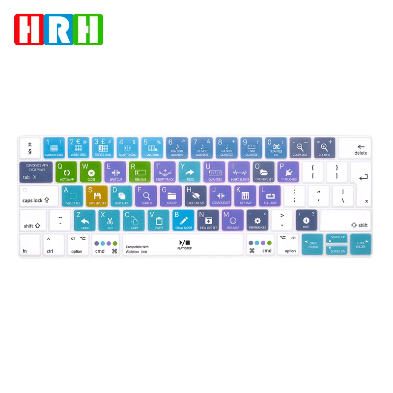 HRH Shortcut Hotkey Keyboard Cover Skin for MacBook Pro 13.3 A1706 A1989 A2159 MacBook Pro 15.4 A1707 A1990 with Touch Bar