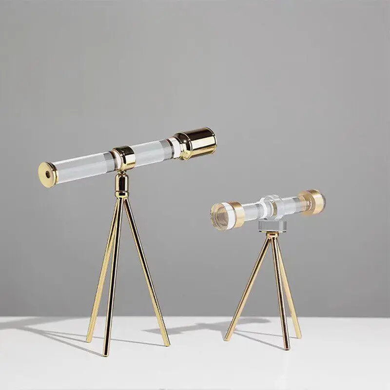 

Nordic Crystal Telescope Shape Sculpture Ornaments Living Room Entrance Desktop Furnishings Crafts Home Decoration Accessories
