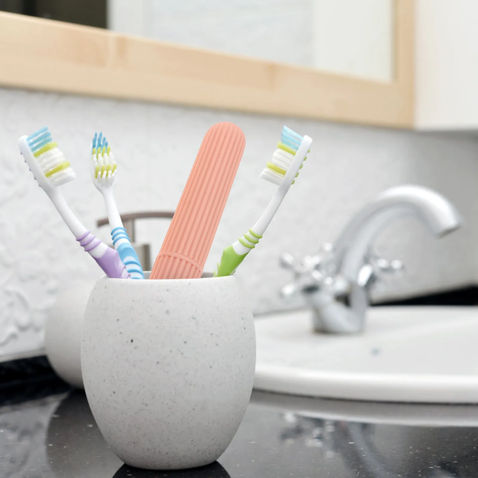 5Pcs Travel Toothbrush Boxes Portable Hard Plastic Protector Holder Lid Compact Organizer Storage Case Toothbrush Container