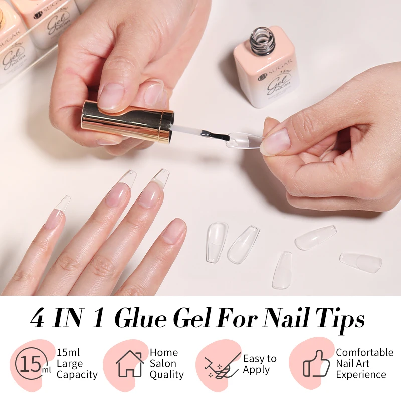 UR SUIKER 4 IN 1 Basis Gel Nagel Tips Gel Bouw Gel Strass Gel Nagellak Efficiënte Functie Zelfklevende Nail Art Gel DIY
