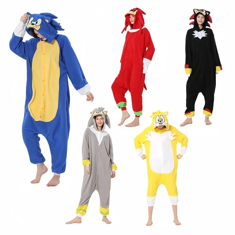 Sonic Series Style Costume Adult For Clothing Sonic Cosplay High Quality Full Body Pijama Anime One-Piece Lovers Pajamas