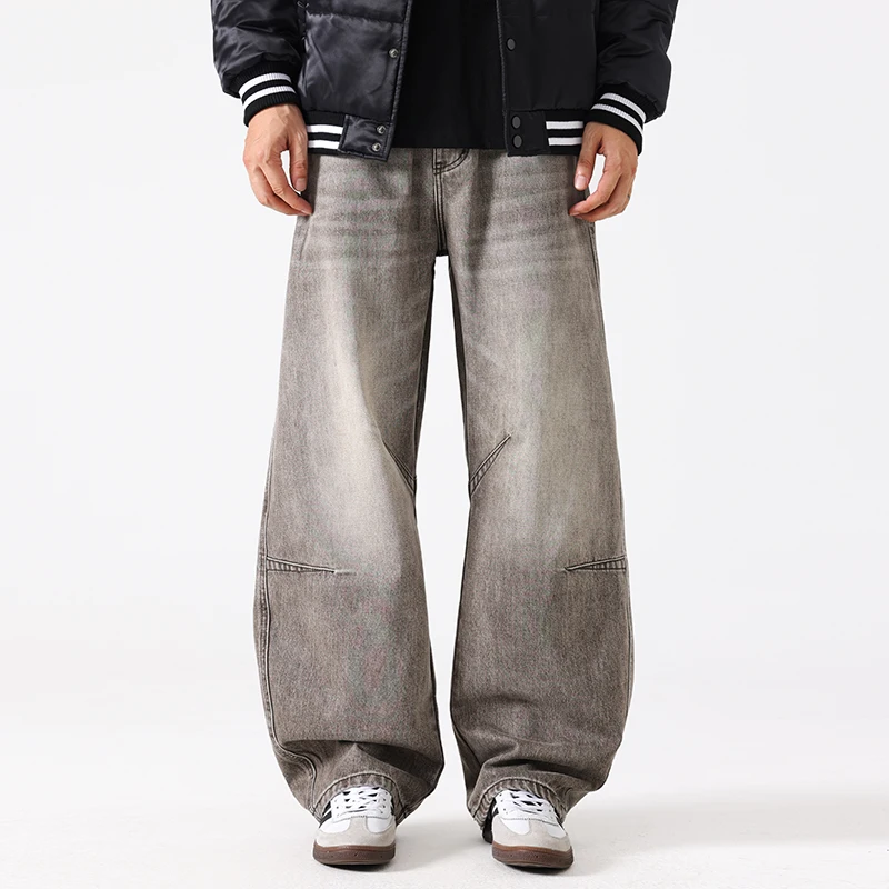 

2026, весенне-осенние новые легкие кавовые широкие джинсы из хлопка и лиоцелла для мужчин, одежда, удобные брюки на молнии