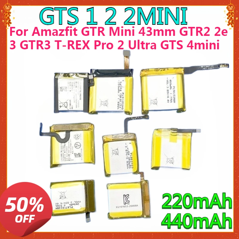 

For Amazfit GTR Mini 43mm GTR2 2e 3 GTR3 T-REX Pro 2 Ultra GTS 4mini PL472023 PL542524GH PL402022GH A2018 A2021 Watch Battery