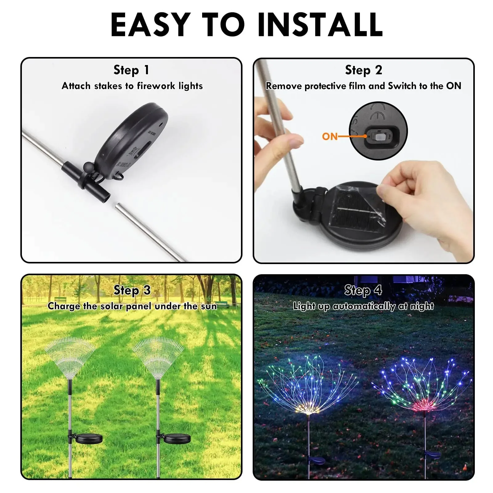 Solar Lawn Light LED Solar Fireworks Light Outdoor Fairy Copper Wire String Light For Home Wedding Party Holiday Garden Decor