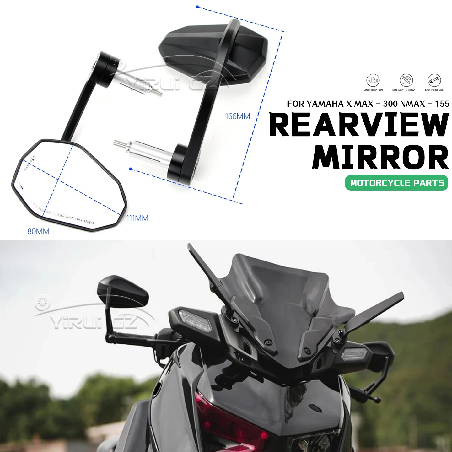 

Motorcycle MotorbikeScooters rearview mirror Rear View Side Mirror HandleBar End Mirrors FOR YAMAHA XMAX300 NMAX155 155 XMAX 300