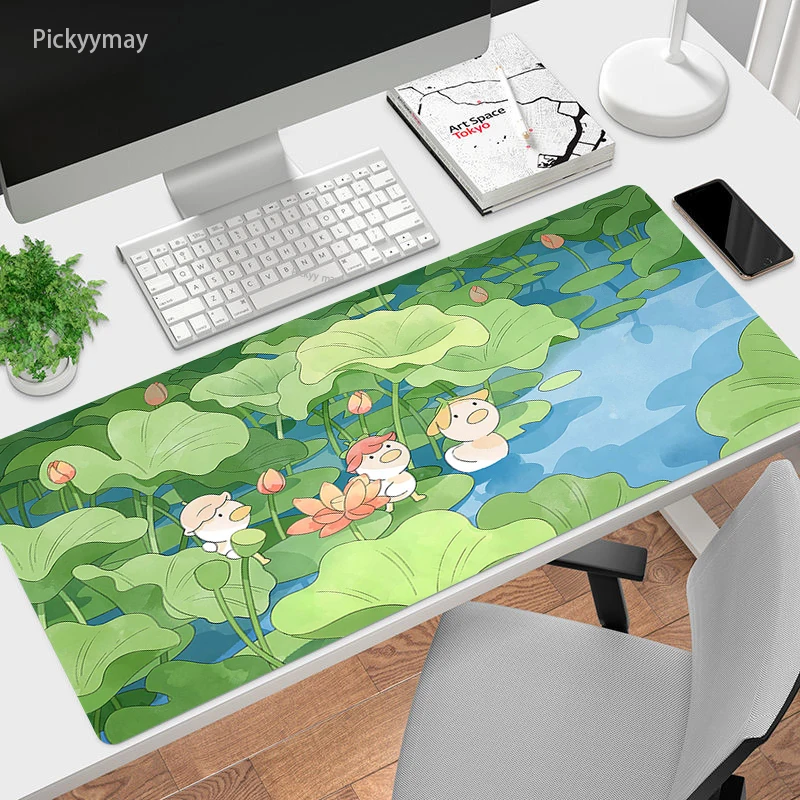 Kawaii grande mouse almofada anime planta verde acessórios de jogos bonito mousepad computador gamer gabinete teclado mesa tapete macio