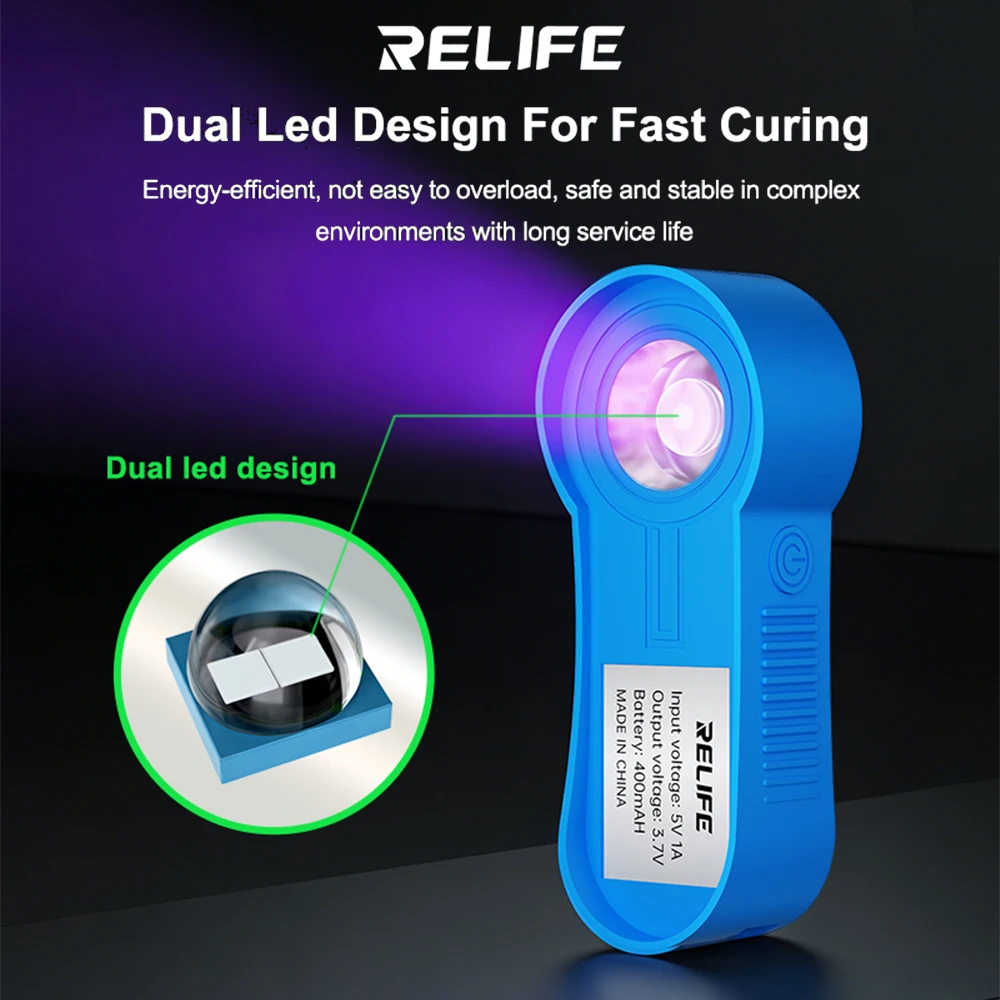 RELIFE RL-014F UV Mini Curing Lamp for Curing Mobile Phone Repair Adhesives Optical Adhesives Resin Adhesives Inks Tools