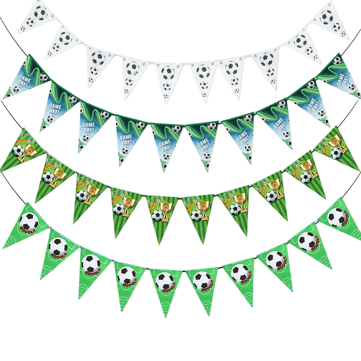 10 Stück Geburtstags-Wimpelkette mit Fußballmotiv, Dekorationen zum Aufhängen, Wimpelbanner für Kinder, Babyparty, Fußball, Partyzubehör – Detail 3