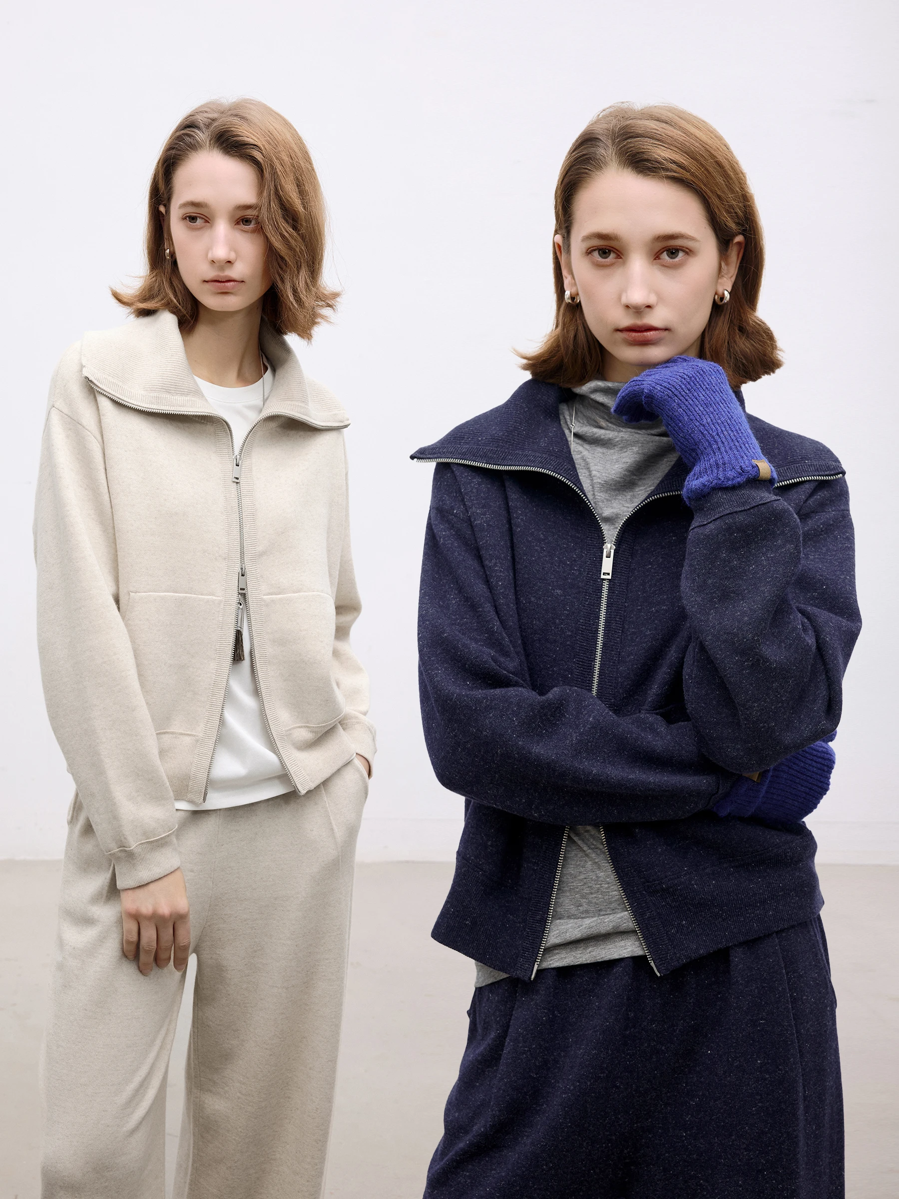 

Женский вязаный комплект DotDrobe из шерсти и льна: кардиган и длинные брюки, повседневный, со средней талией, свободного кроя, для осени и зимы