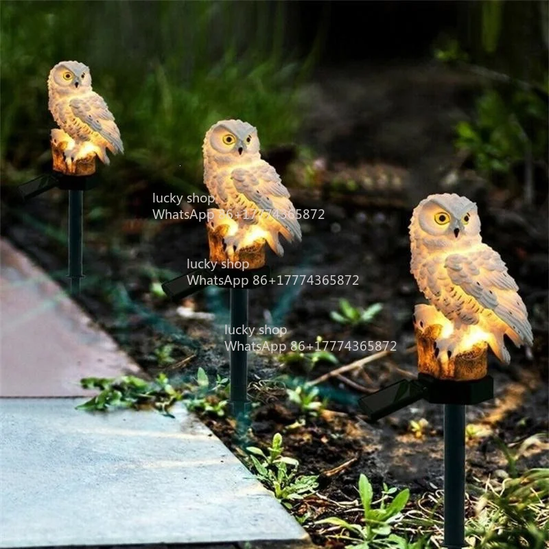 Solar Owl Light Animal Resin Light Garden Lawn Decoration Landscape  Two pieces of packaging