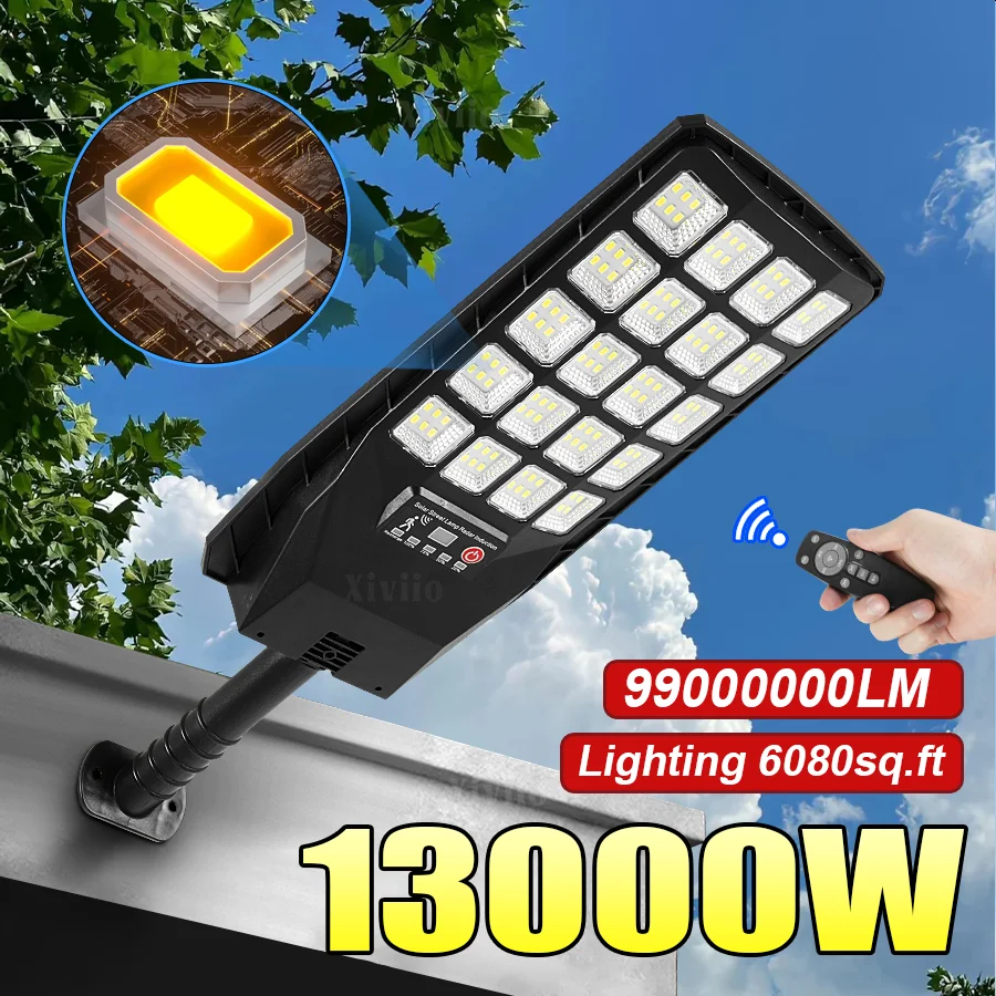 

99000000LM 13000 Вт IP65 Датчик движения Открытый солнечный настенный светильник Садовый уличный прожектор Супер мощный уличный светодиодный солнечный свет
