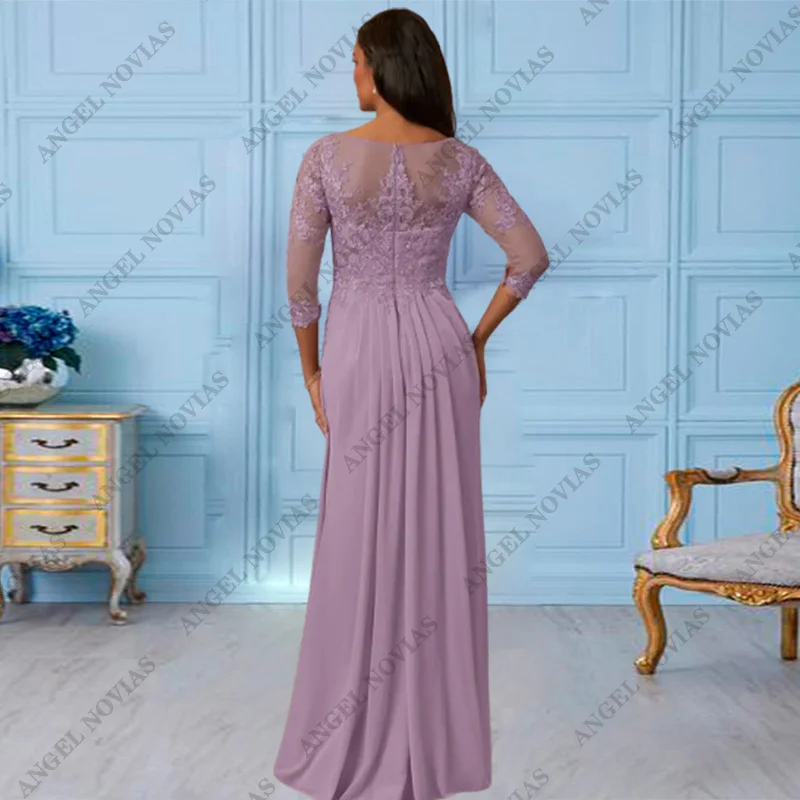 Customized Long Mermaid Lavender Chiffon Mother of the Bride Dress Wedding Party Dress Vestidos Para Madre De Novia