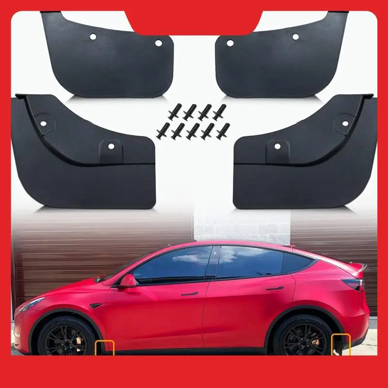 

Для Tesla Model Y 2021-2023 гг., детали брызговиков-брызговики, нет необходимости сверления отверстий, переднее/заднее брызговики, 4 шт.