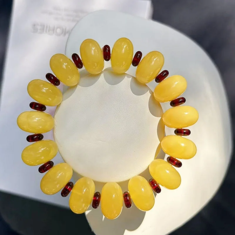 Abacus Yellow , Blood Amber Spacer Bead Bracelet, Honey Wax Single Circle Old Style Buddhist Be
