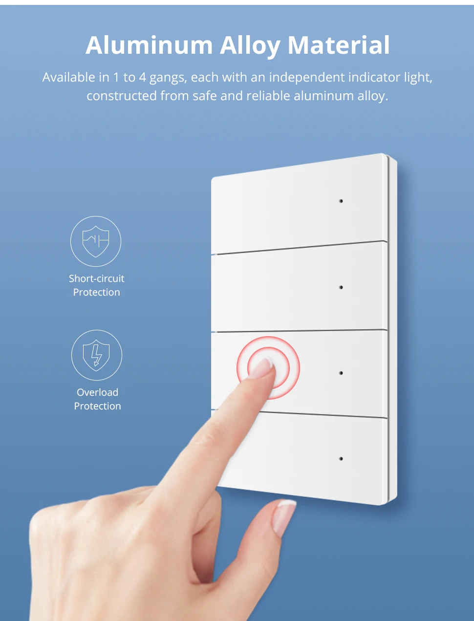 Zemismart Zigbee Smart Wandlichtschalter Aluminiumlegierung Panel Neutralleiter Erforderlich 1 2 3 4 Fach Kompatibel mit Tuya Smart Life App ZM-808 – Detail 8