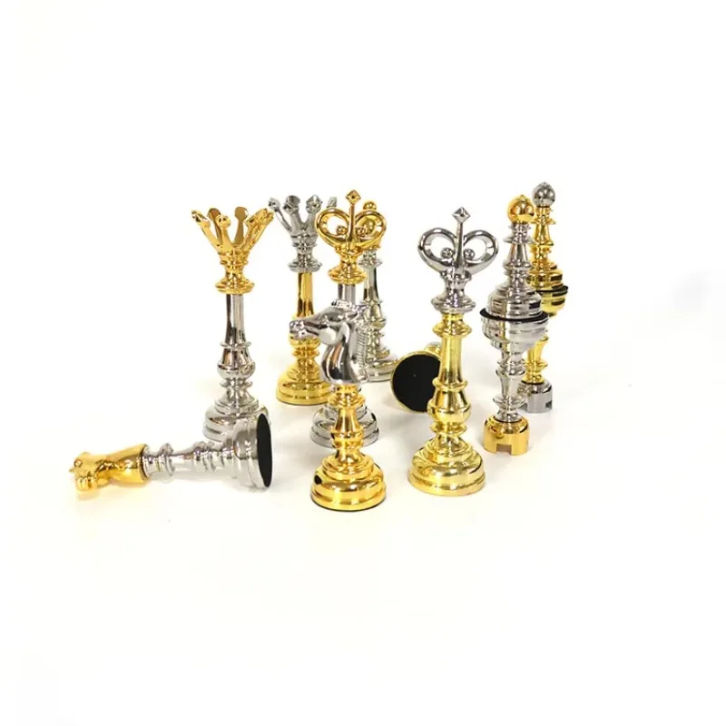 اليدوية المخصصة الذهب الفضة عالية الشفاء سبائك الزنك قطع الشطرنج الفاخرة مجموعة الشطرنج المعدنية لعبة الشطرنج #6