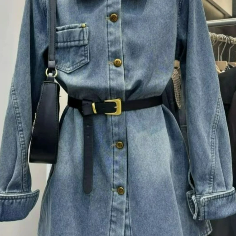 American Niche Stand-up Collar Fleece Denim Jacket Fall and Winter Fashion Versatile Loose and Thin Medium and Long Fleece Shirt