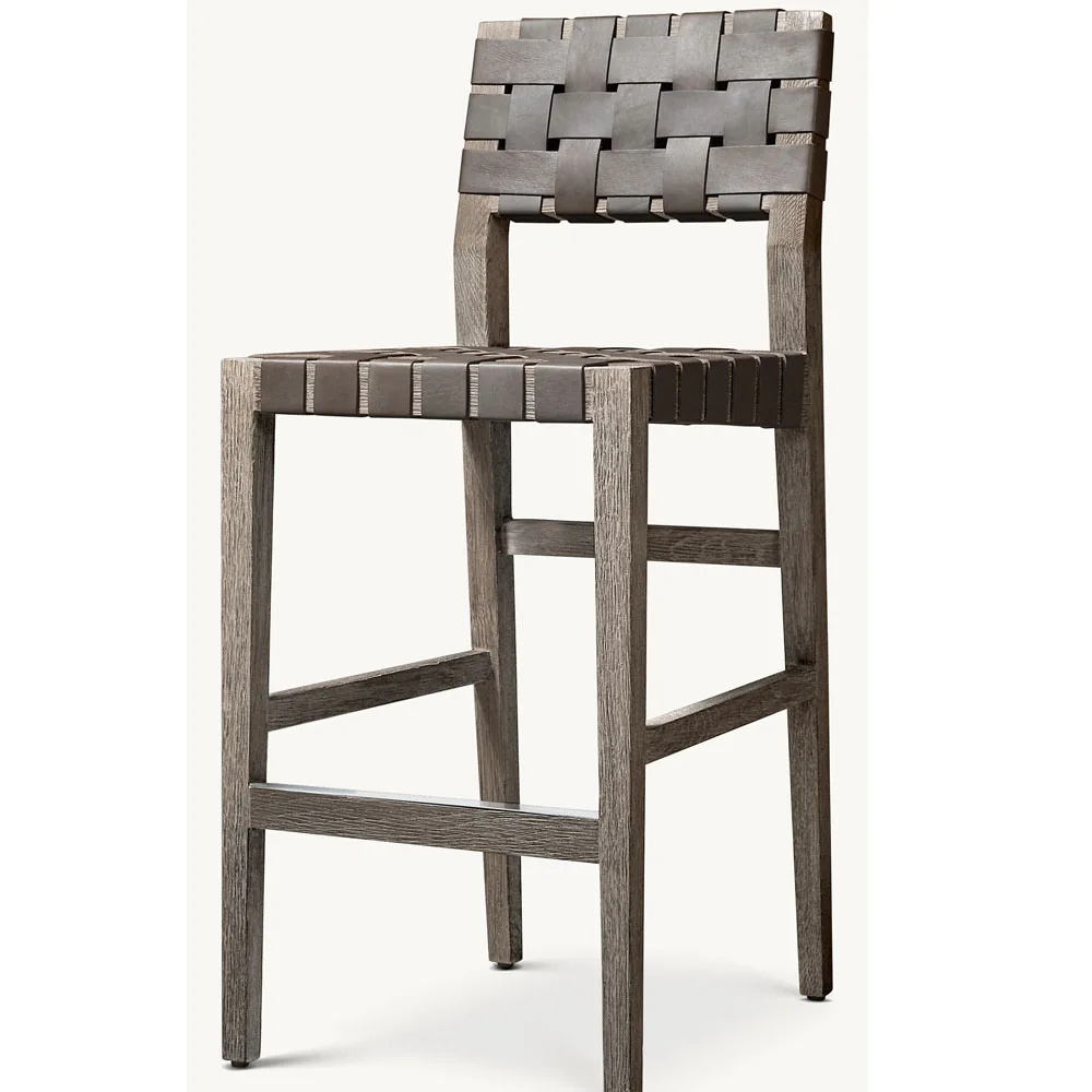 *American Style Leather Chairs for Dining Room Leather Bar Stool Dining Hall Chairs Outdoor Garden Dining Chairs