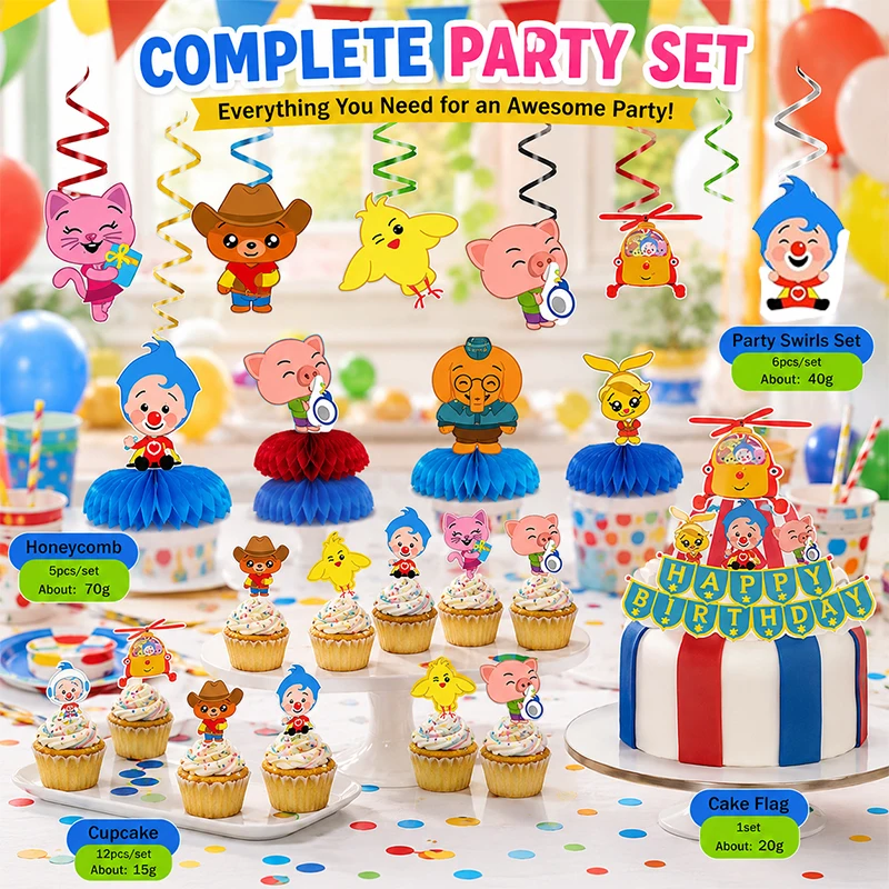 Cartoon-Anime-Kuchendekoration, Themen-Cupcake-Flaggen, Waben-Spiral-Wirbel-Zubehör für Geburtstagsfeier, Geschenk-Komplettset – Detail 5