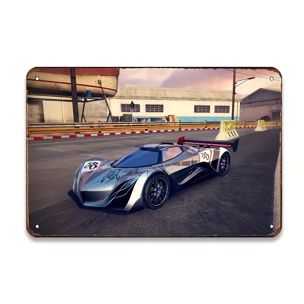Room Decor  Vintage Racing Supercar Iron Tin Sign, , Classic Car Metal Wall Art, Retro Game Decor for Home, Bar, Garage,  Perfec