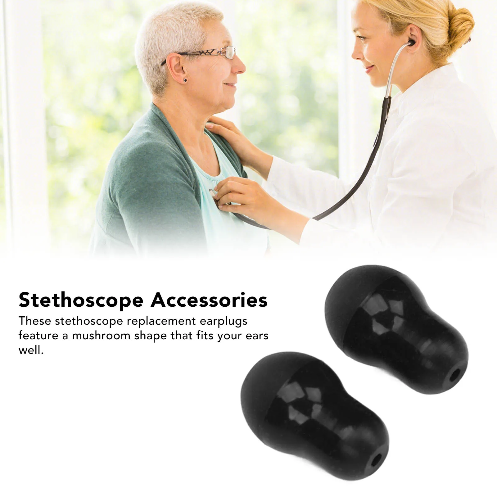 10Pcs Stethoscope Accessories Stethoscope Ear Tips Universal Replacement 2.5mm Silicone Stethoscope Earplugs for 5mm Ear Hooks