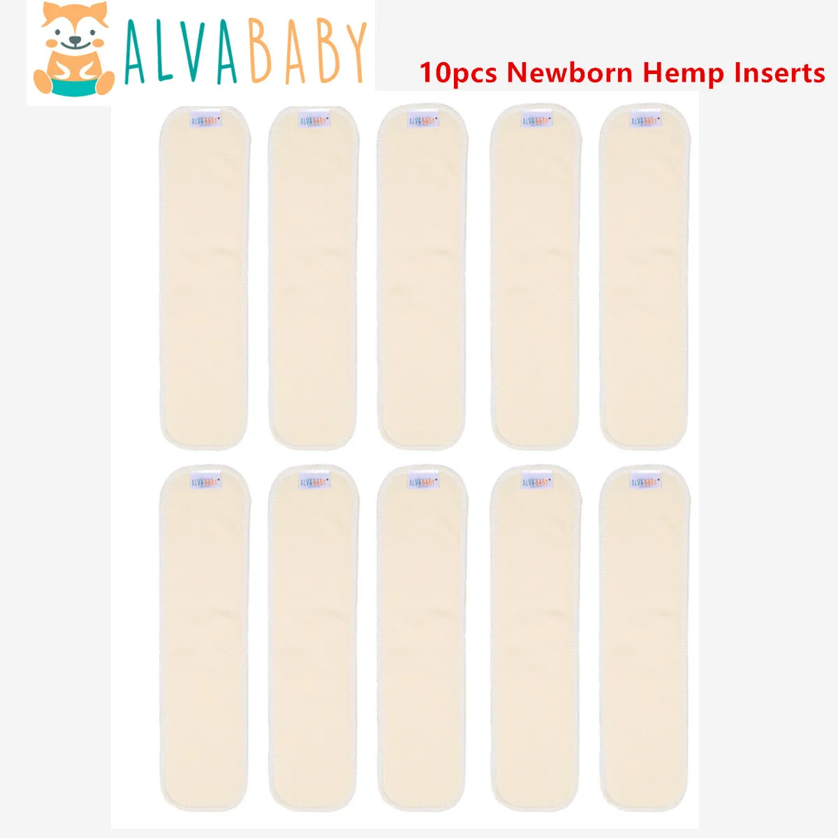 

10 шт. ALVABABY, вставка из конопли для новорожденных, моющиеся детские тканевые подгузники, вставки для новорожденных, многоразовые 4 слоя, вставка для подгузника из конопли, размер для новорожденных