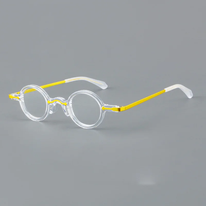 Vintage round ultra-light pure titanium glasses frame acetate fiber glasses frame can be equipped with prescription glasses.