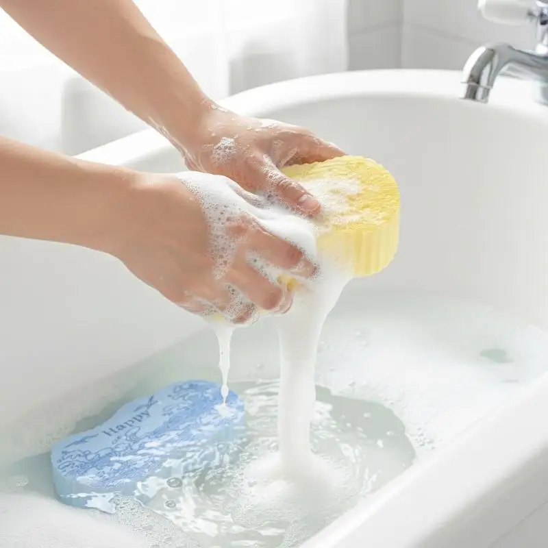 3D Magic Children Exfoliating Bath Sponge Soft Body Massager Super Soft Remove Dead Skin for Baby Bath Shower Time Use